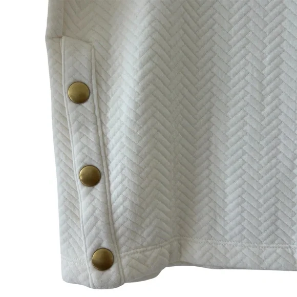 NWT J. Crew Ivory Herringbone Quilted Mock Neck Sweatshirt Small Snap Side - Picture 8 of 16